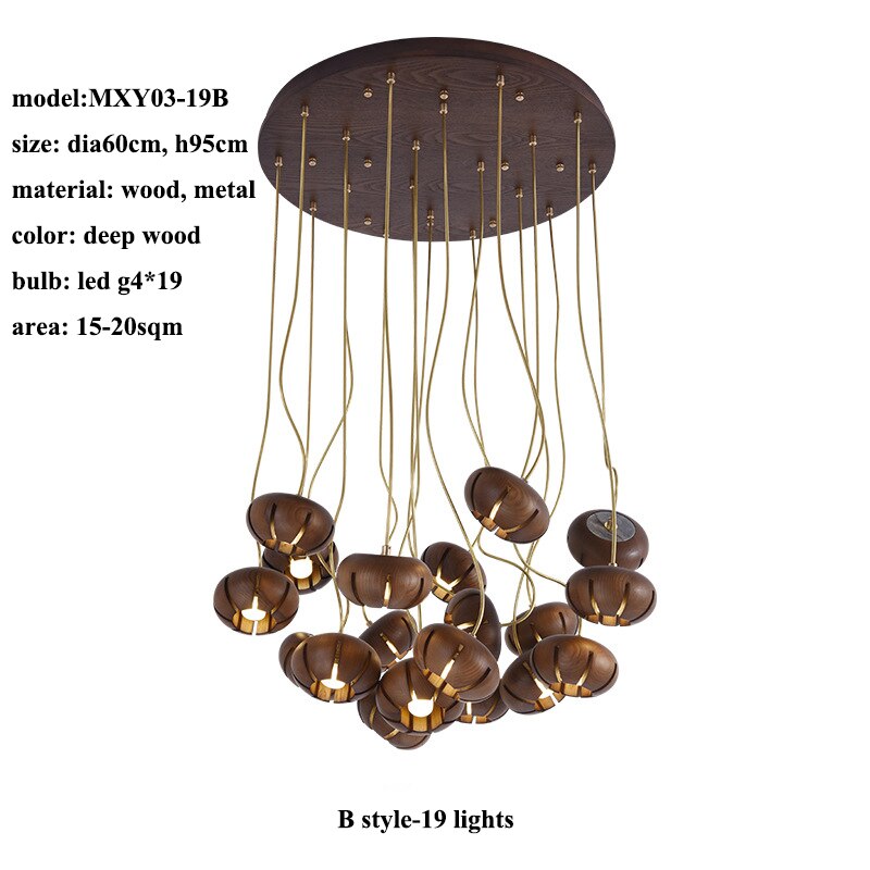 ChandeliersDecor.com-Pendant Lights-Wooden LED Chandelier: Illuminate with Natural Charm