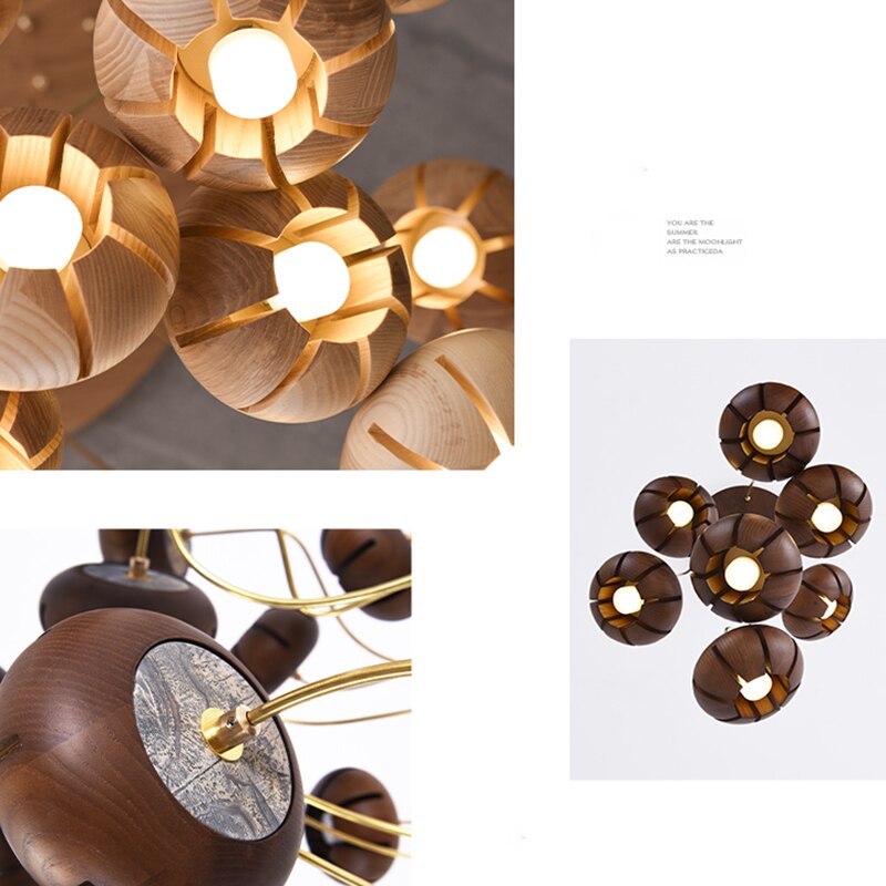 ChandeliersDecor.com-Pendant Lights-Wooden LED Chandelier: Illuminate with Natural Charm