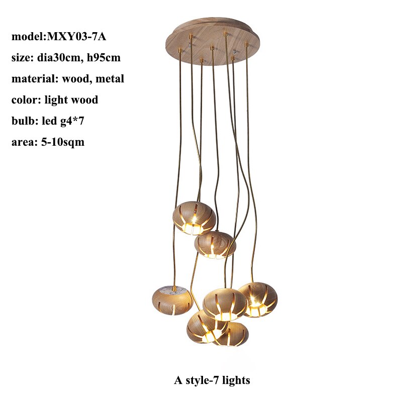 ChandeliersDecor.com-Pendant Lights-Wooden LED Chandelier: Illuminate with Natural Charm