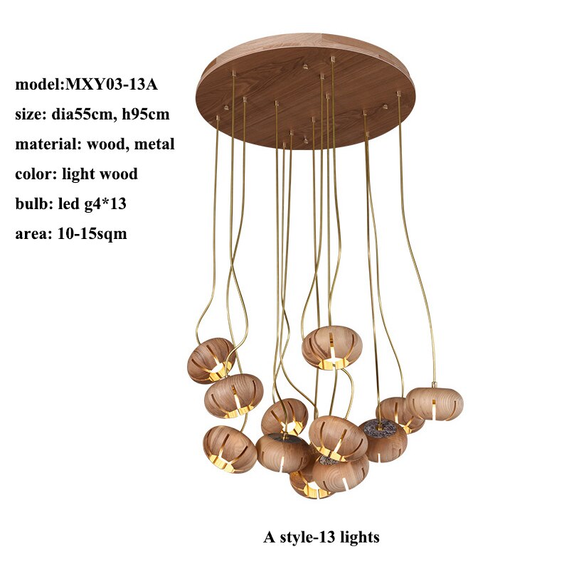 ChandeliersDecor.com-Pendant Lights-Wooden LED Chandelier: Illuminate with Natural Charm