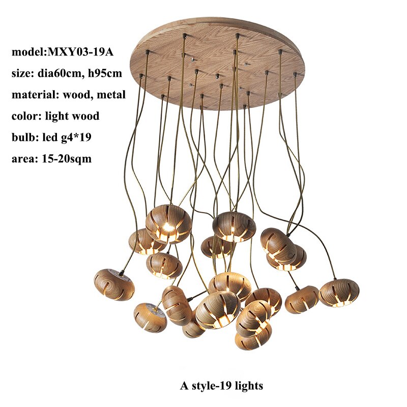 ChandeliersDecor.com-Pendant Lights-Wooden LED Chandelier: Illuminate with Natural Charm