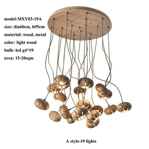 ChandeliersDecor.com-Pendant Lights-Wooden LED Chandelier: Illuminate with Natural Charm
