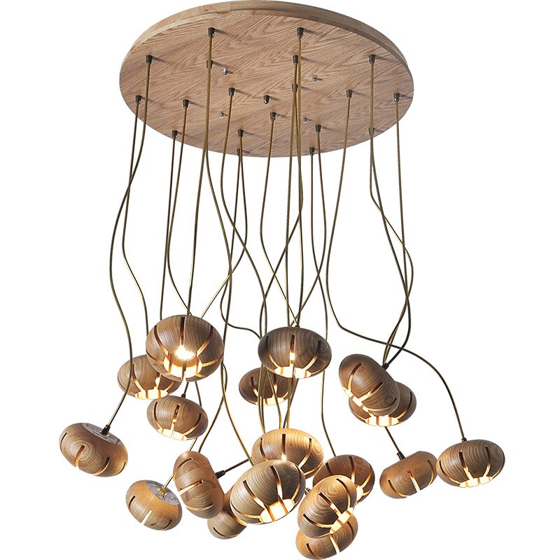 ChandeliersDecor.com-Pendant Lights-Wooden LED Chandelier: Illuminate with Natural Charm