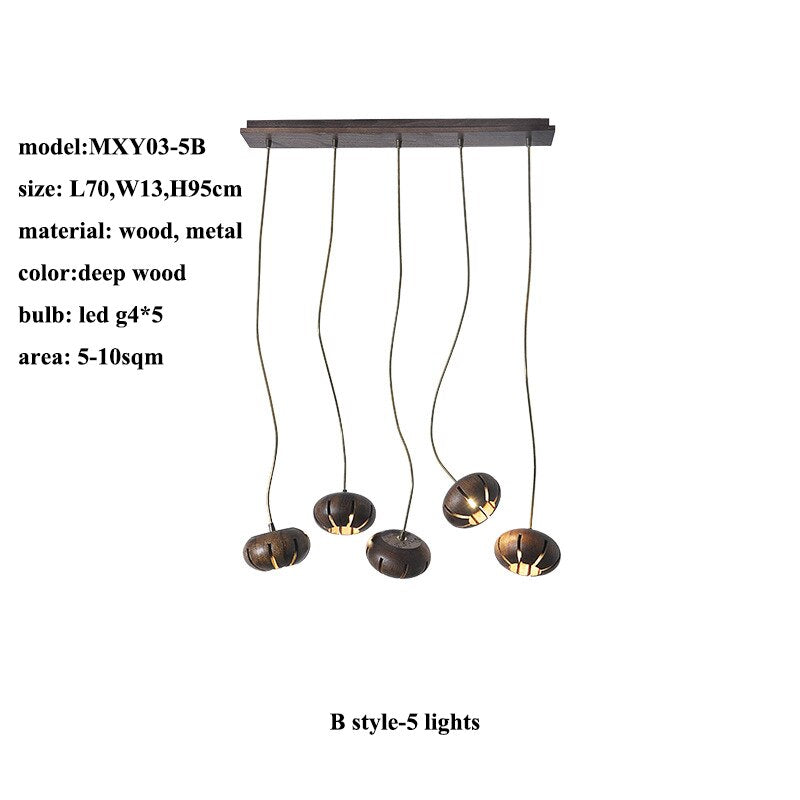 ChandeliersDecor.com-Pendant Lights-Wooden LED Chandelier: Illuminate with Natural Charm