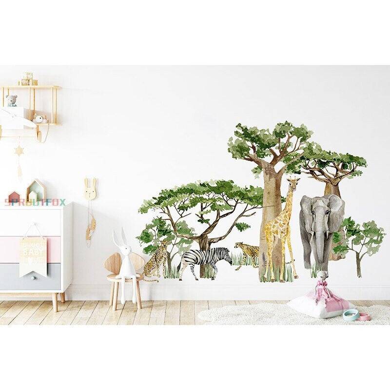 ChandeliersDecor.com-Wallpapers Murals-Woodland Forest Animals Wall Stickers: Vibrant Decals