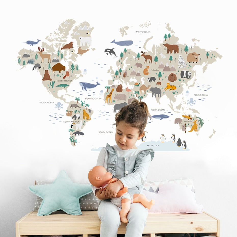 ChandeliersDecor.com-World Map Wall Sticker: Detailed Global Design