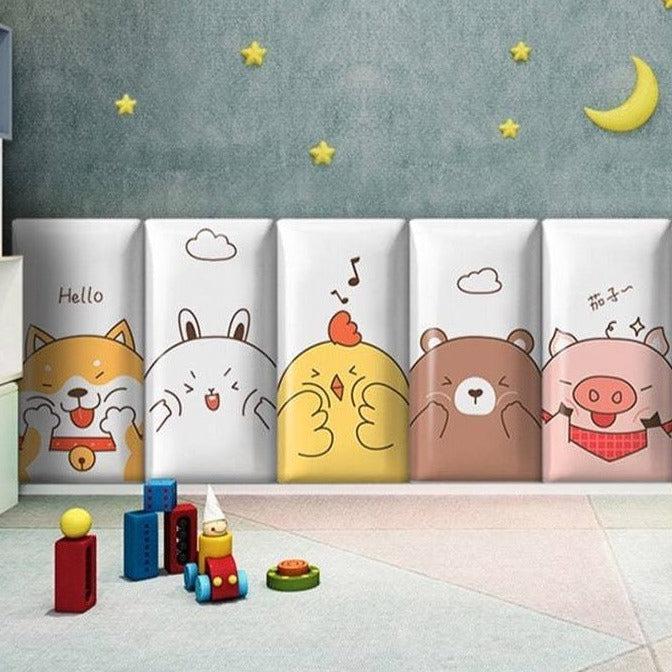 ChandeliersDecor.com-Padded Walls-Zoo Animals Parade Kids Wall Padded Safety Cushions