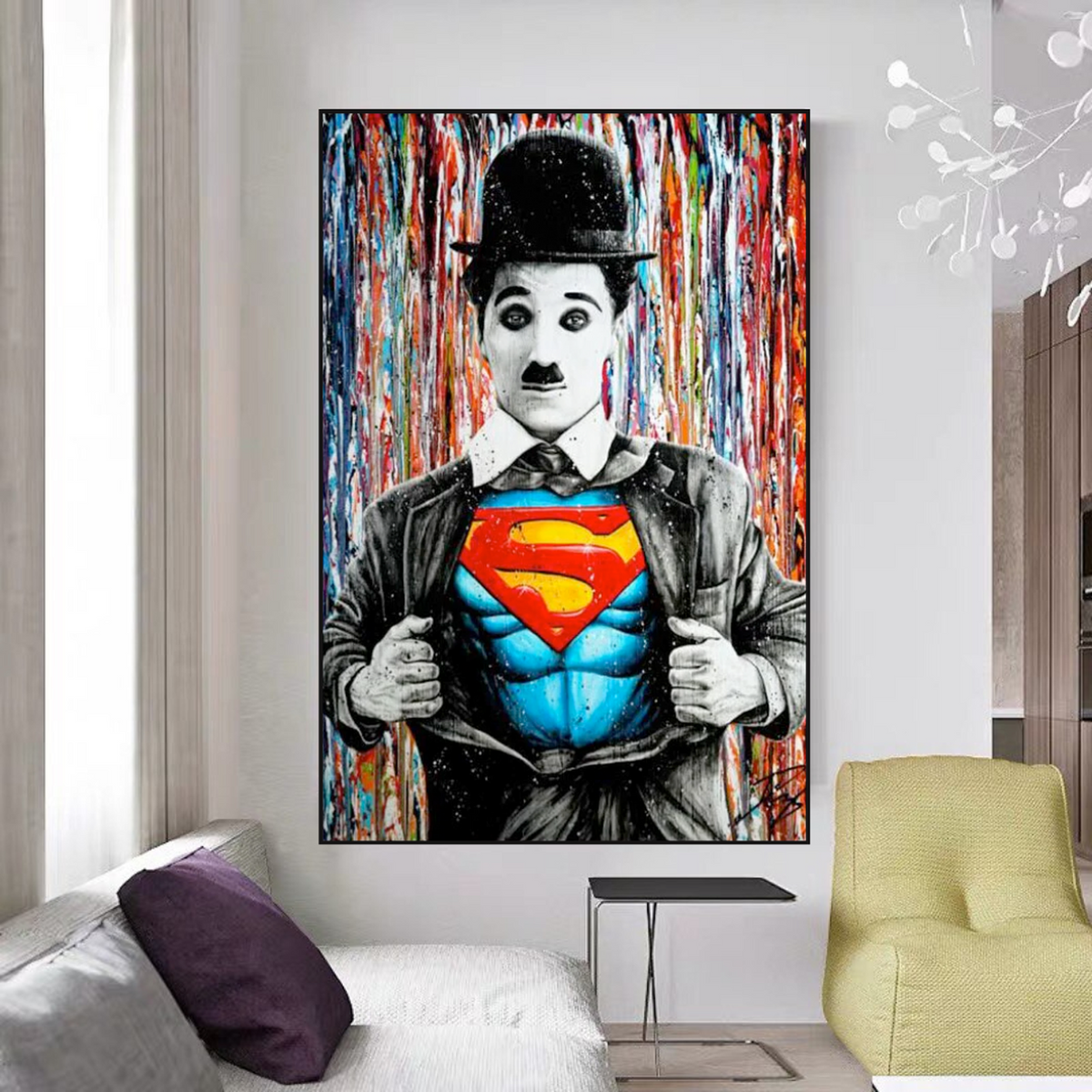 Charlie as Super Man Canvas Wall Art