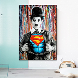 Charlie as Super Man Canvas Wall Art-ChandeliersDecor