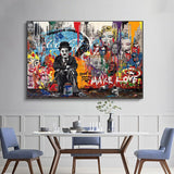 Charlie Chaplin Graffiti Wall Art Canvas Painting Poster-ChandeliersDecor