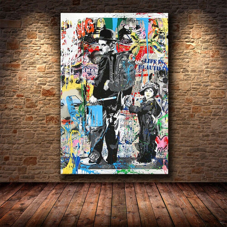 Charlie Chaplin Wall Art Canvas Painting Poster-ChandeliersDecor