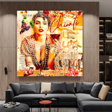 Chianti Dievole Girl With Wine Canvas Wall Art-ChandeliersDecor