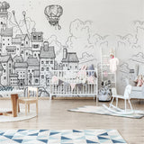 Cityscape Adventures Kids City Buildings Wallpaper-ChandeliersDecor