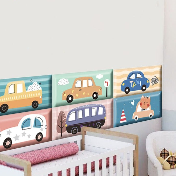 Classic Car Race Kids Wall Padded Safety Cushions-ChandeliersDecor