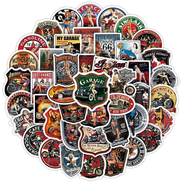 Classic Cars Stickers Pack - Vintage Auto Collection-ChandeliersDecor