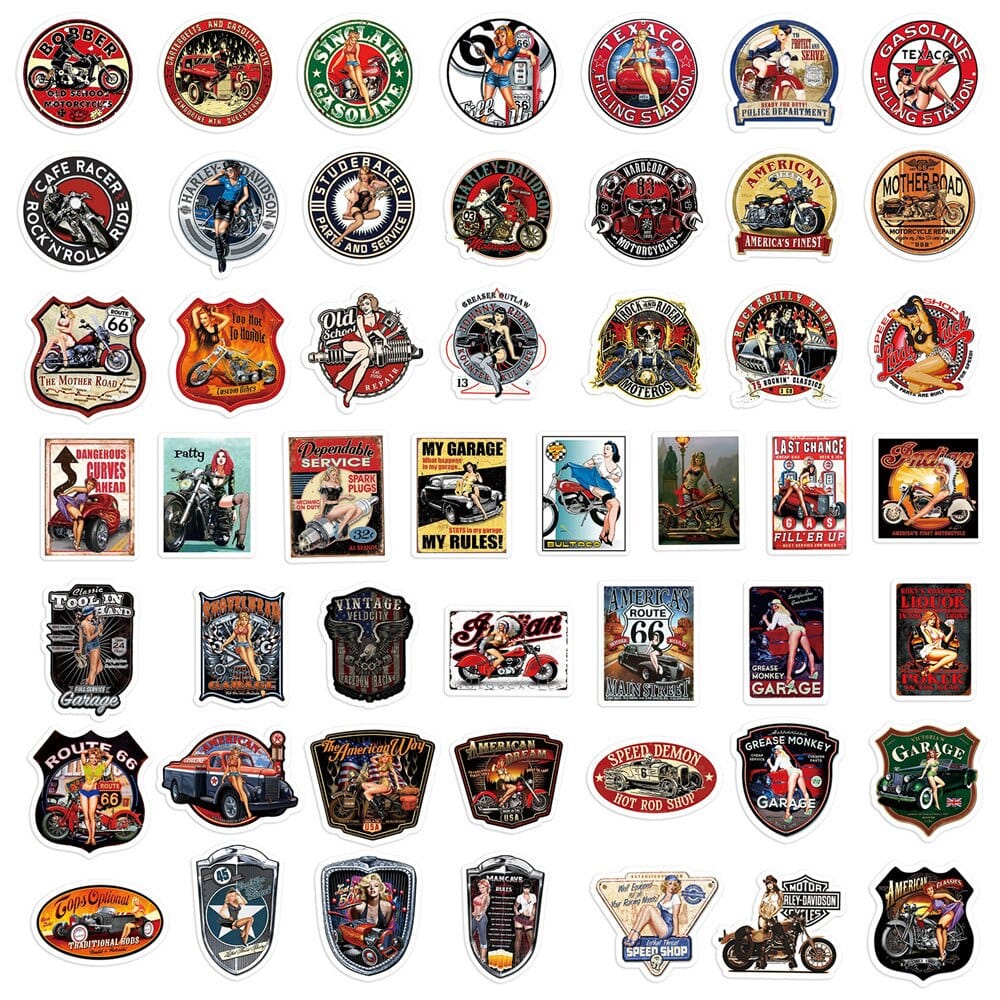 Classic Cars Stickers Pack - Vintage Auto Collection-ChandeliersDecor