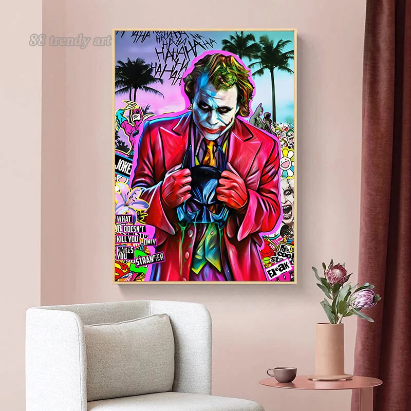 Classic Movie Character Joker Canvas Wall Art-ChandeliersDecor