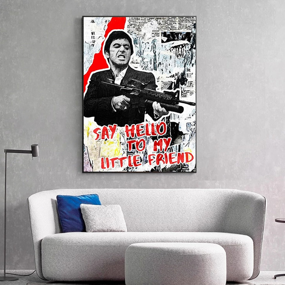 Classic Movie Poster Tony Montana Scarface Canvas Wall Art-ChandeliersDecor