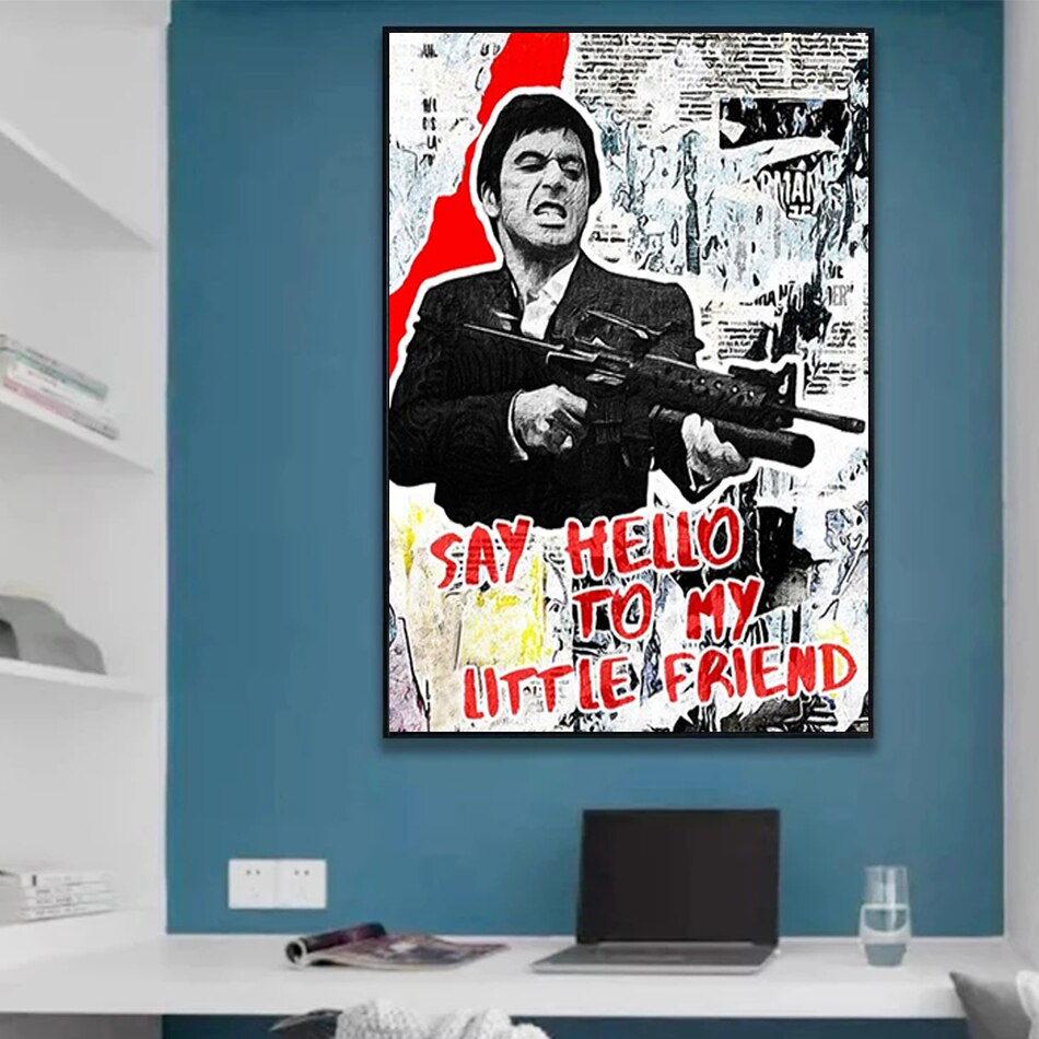 Classic Movie Poster Tony Montana Scarface Canvas Wall Art-ChandeliersDecor