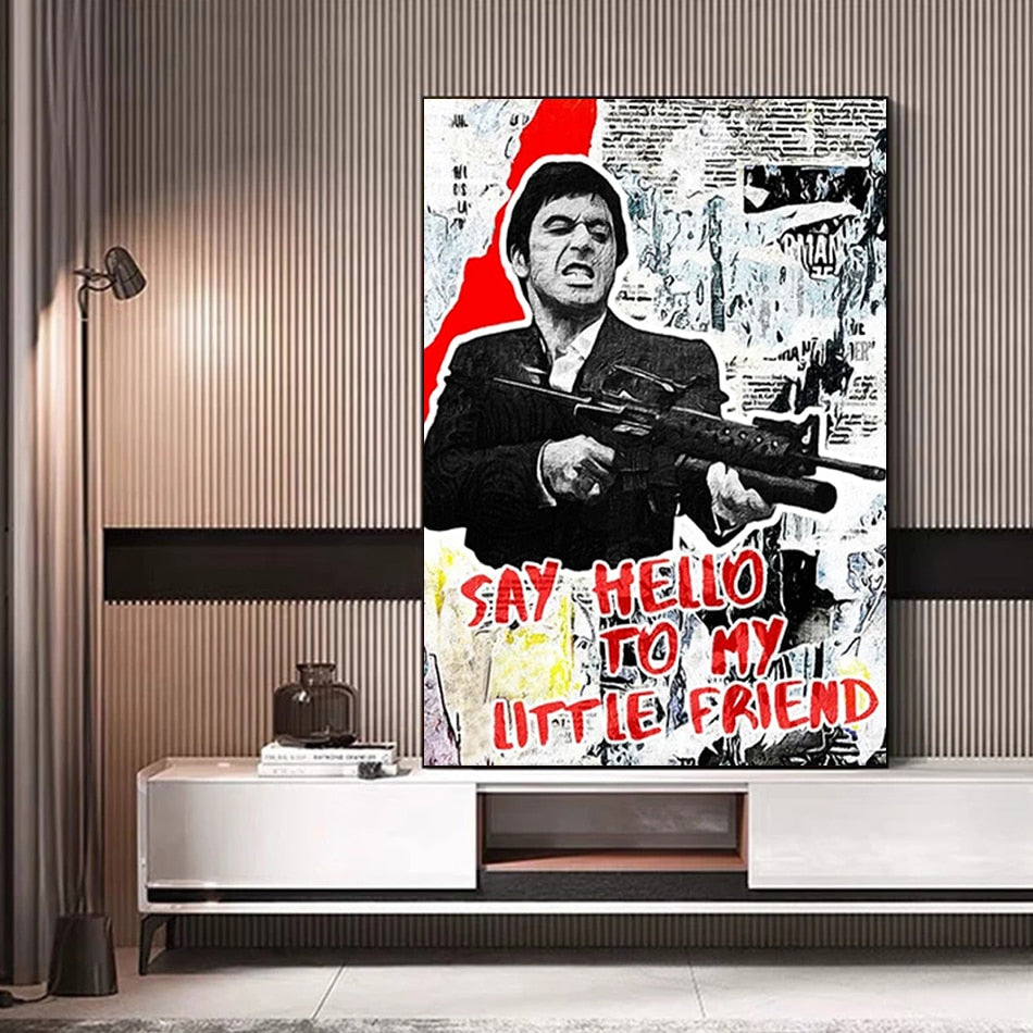 Classic Movie Poster Tony Montana Scarface Canvas Wall Art-ChandeliersDecor