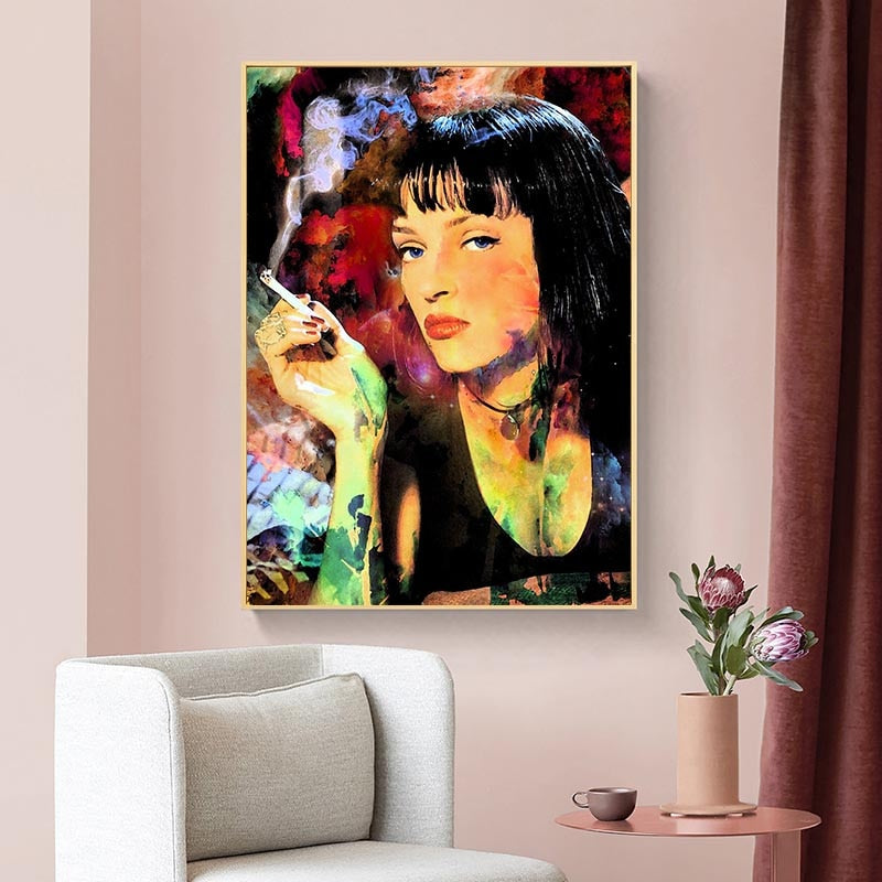 Classica Movie Pulp Fiction Mia Canvas Wall Art-ChandeliersDecor