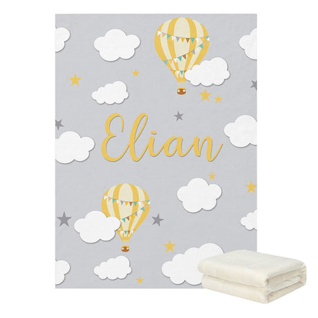 Cloud and Hot Air Balloon Baby Name Crib Bedding Set | Baby Shower Gift Bedding Set-ChandeliersDecor