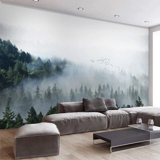 Cloudy Morning Birds Wallpaper Mural - Stunning Wall Decor-ChandeliersDecor.com
