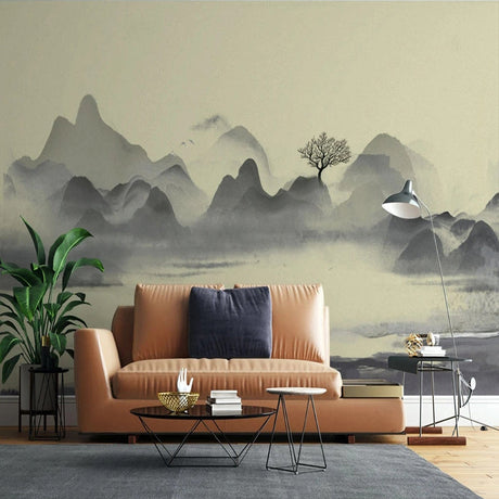 Cloudy Morning Lake Wallpaper: A Stunning Nature Scene-ChandeliersDecor