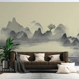 Cloudy Morning Lake Wallpaper: A Stunning Nature Scene-ChandeliersDecor