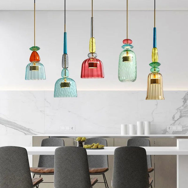 Colorful Glass LED Pendant Lights - Illuminate Your Space with Elegance-ChandeliersDecor