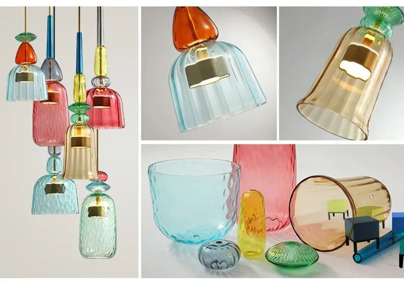 Colorful Glass LED Pendant Lights - Illuminate Your Space with Elegance-ChandeliersDecor