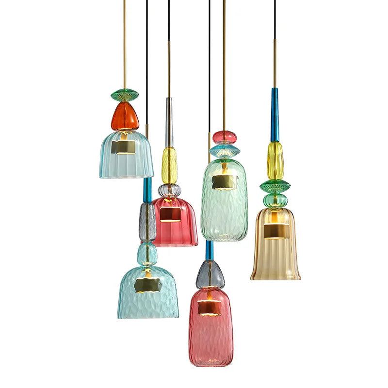 Colorful Glass LED Pendant Lights - Illuminate Your Space with Elegance-ChandeliersDecor