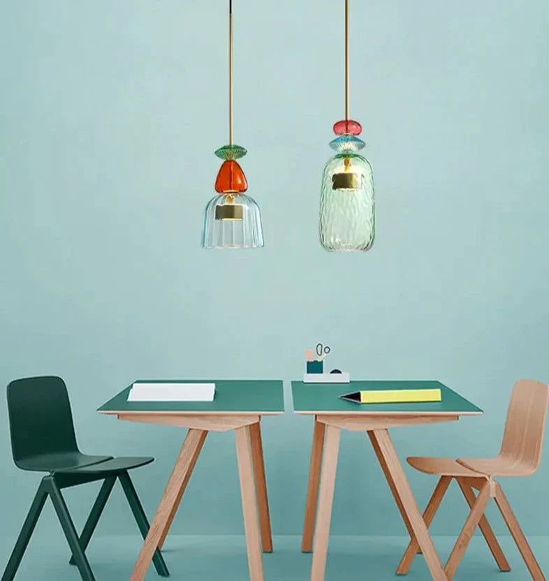 Colorful Glass LED Pendant Lights - Illuminate Your Space with Elegance-ChandeliersDecor