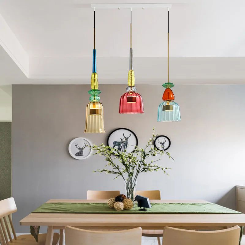 Colorful Glass LED Pendant Lights - Illuminate Your Space with Elegance-ChandeliersDecor