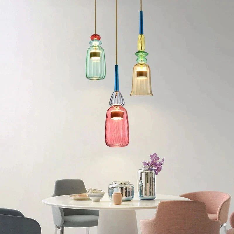 Colorful Glass LED Pendant Lights - Illuminate Your Space with Elegance-ChandeliersDecor