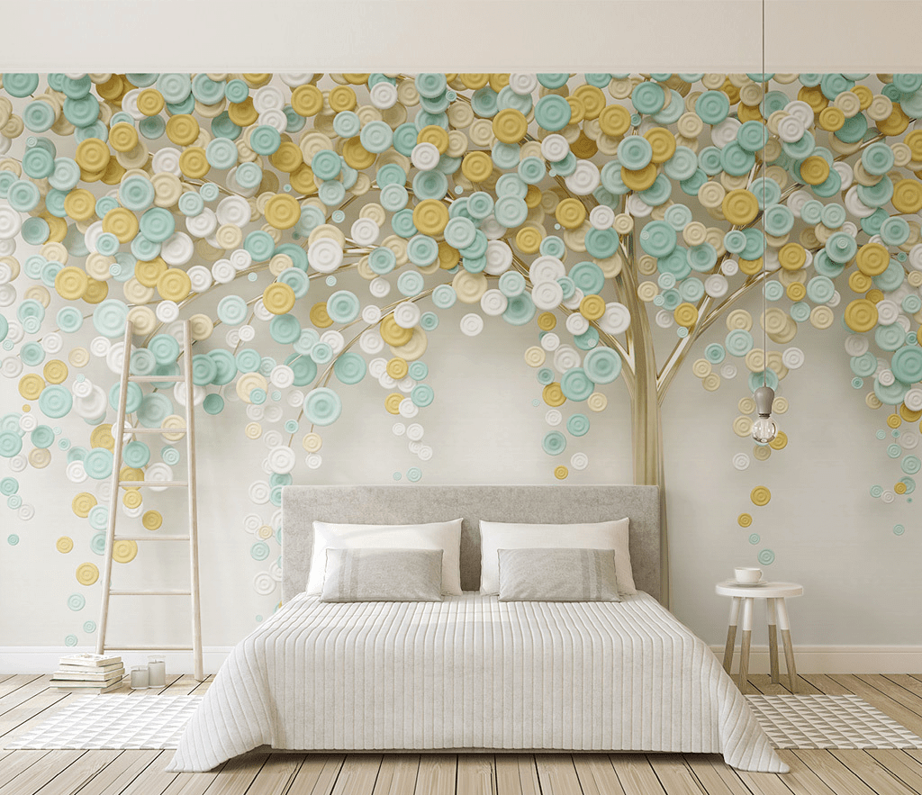Colourful 3D Tree Wallpaper Murals - Transform Your Space-ChandeliersDecor.com