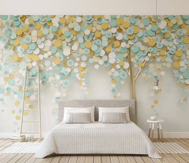 Colourful 3D Tree Wallpaper Murals - Transform Your Space-ChandeliersDecor