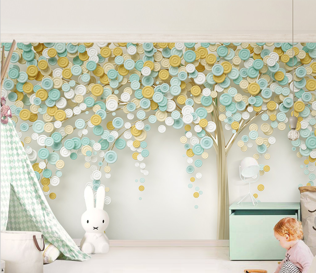 Colourful 3D Tree Wallpaper Murals - Transform Your Space-ChandeliersDecor