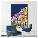 Colourful Architecture art Amalfi Coast Positano Italy Canvas Wall Art-ChandeliersDecor