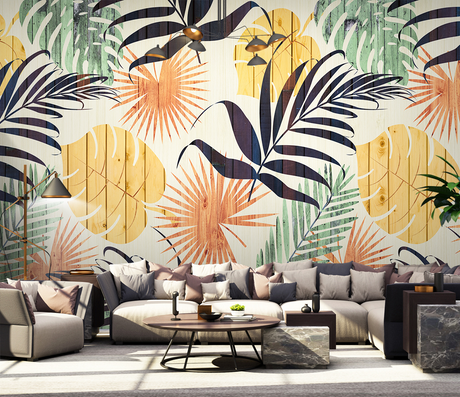 Colourful Leaf Wallpaper Murals - Vibrant Wall Decor Options-ChandeliersDecor