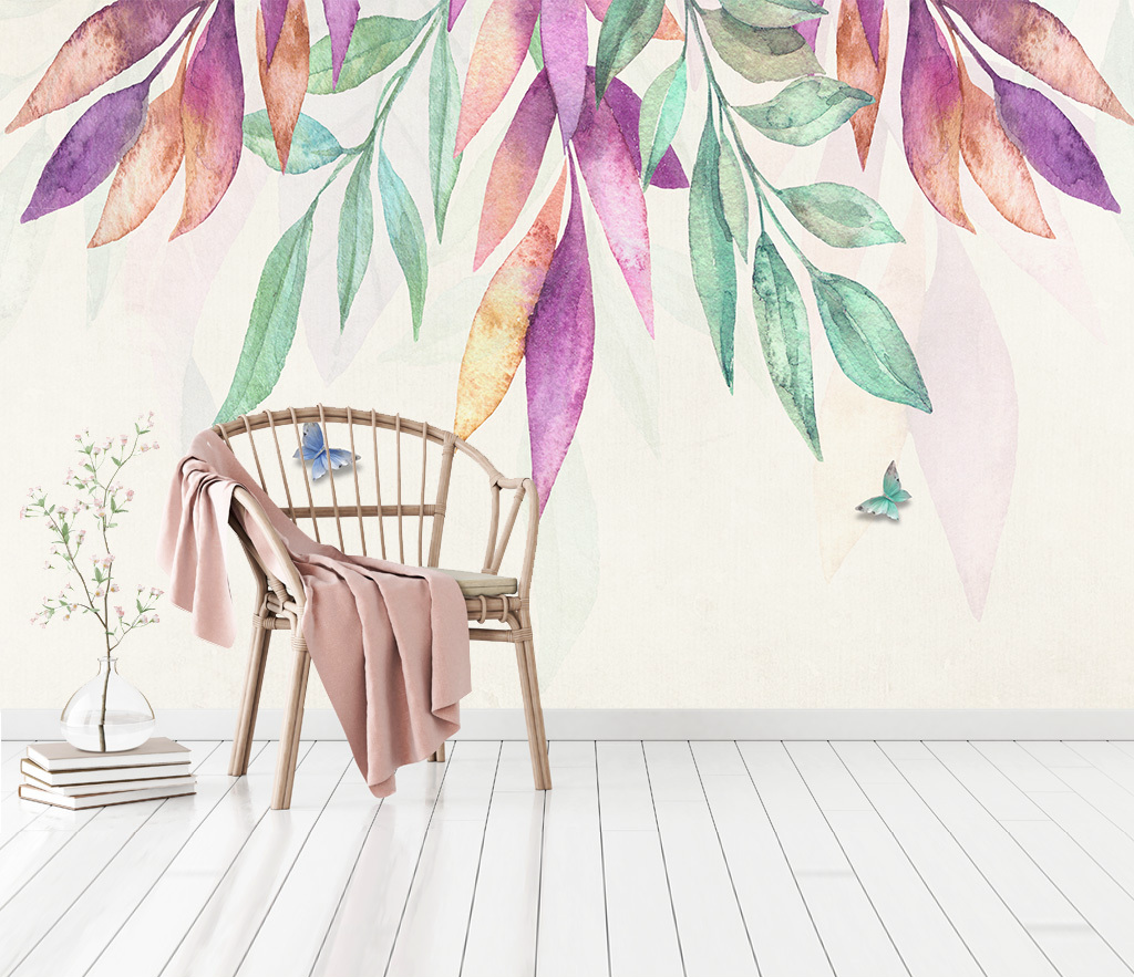 Colourful Leafs Fallen - Tropical Wallpaper Mural-ChandeliersDecor