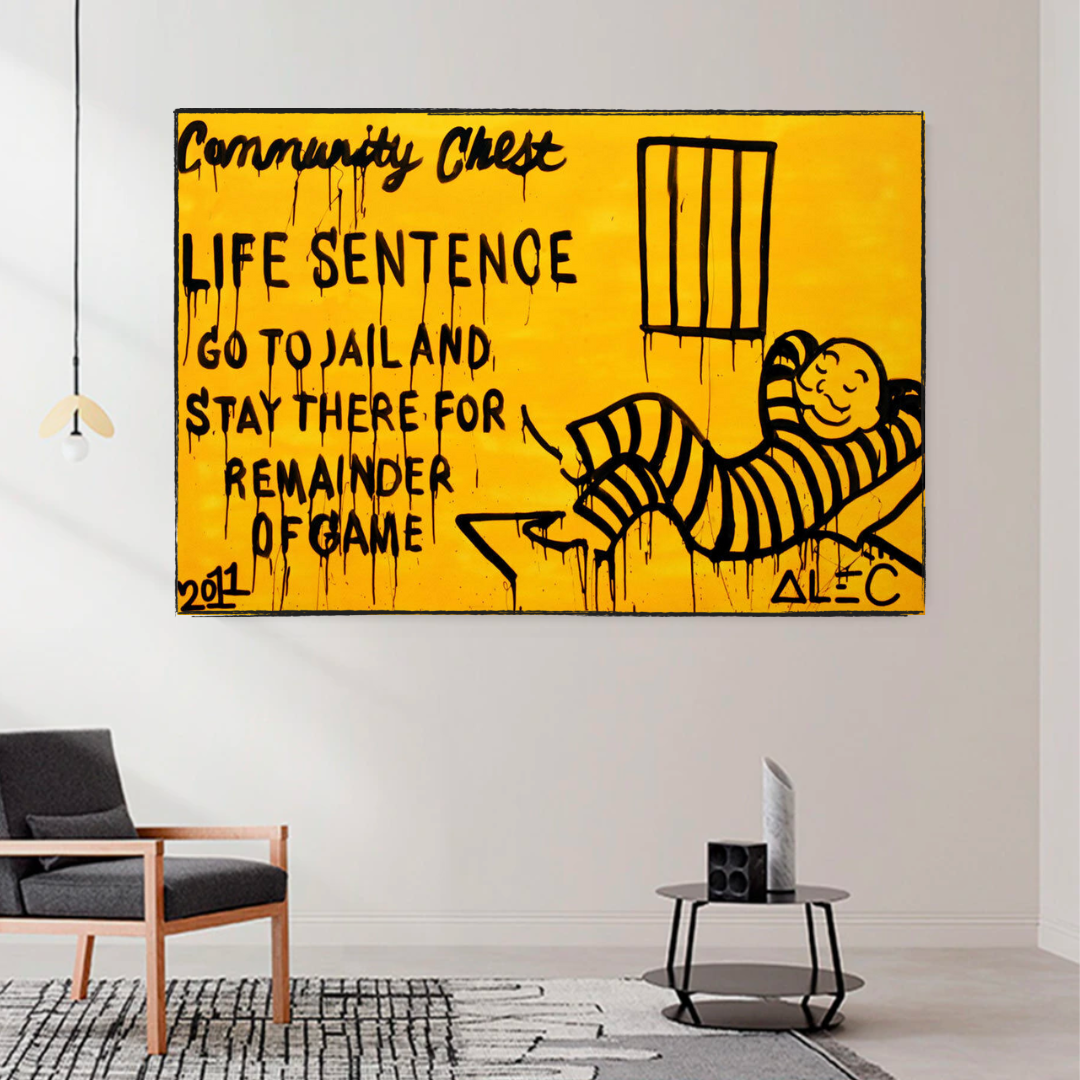 Community Chest Go To Jail - Mr Monopoly Wall Art-ChandeliersDecor