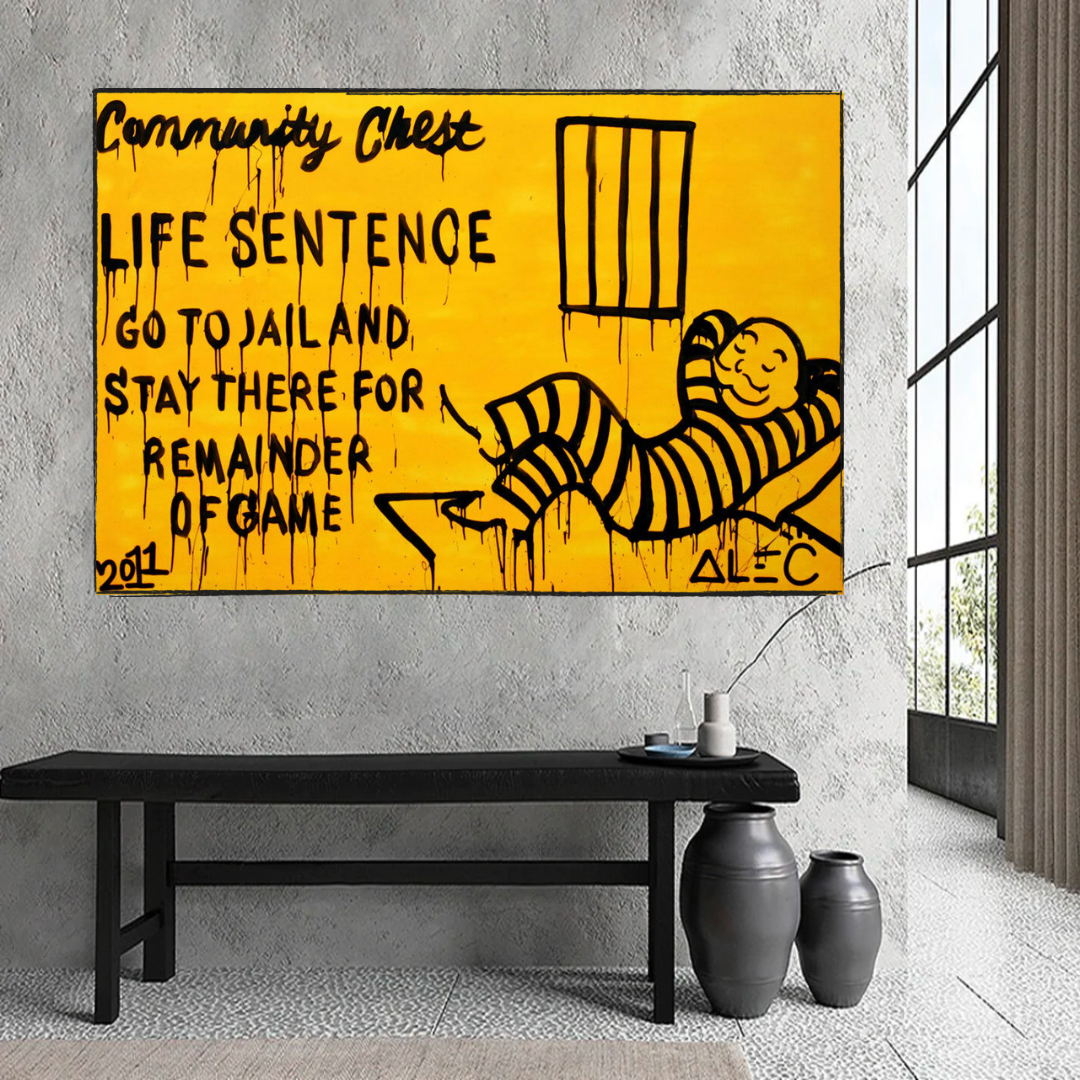 Community Chest Go To Jail - Mr Monopoly Wall Art-ChandeliersDecor