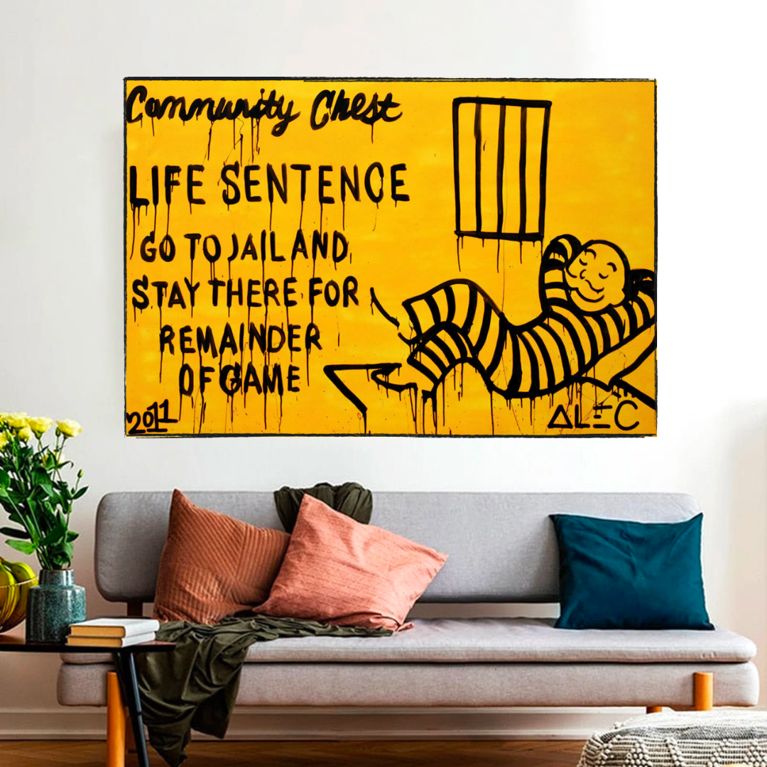 Community Chest Go To Jail - Mr Monopoly Wall Art-ChandeliersDecor