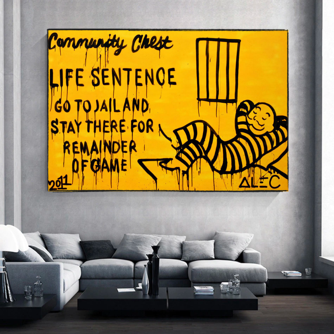 Community Chest Go To Jail - Mr Monopoly Wall Art-ChandeliersDecor