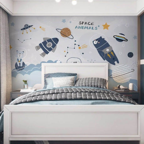 Cosmic Space Rocket Adventures Wallpaper-ChandeliersDecor.com