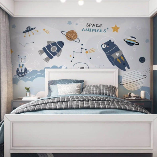Cosmic Space Rocket Adventures Wallpaper-ChandeliersDecor.com