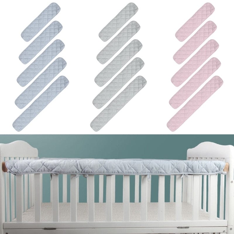 Cotton Crib Protection Wrap Edge | Baby Anti-bite Solid Color Bed Fence | Guardrail Rail Cover Safe Teething Protector-ChandeliersDecor