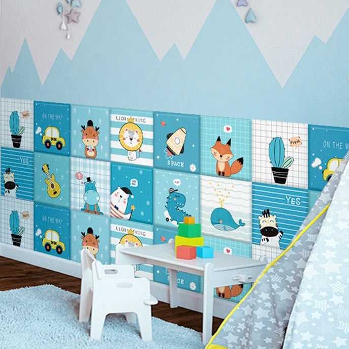 Count the Penguins Kids Wall Padded Safety Cushions Set-ChandeliersDecor