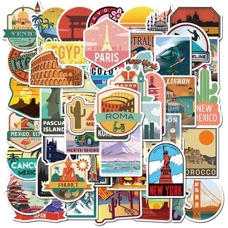 Countries Famous Buildings Stickers Pack – Iconic Landmarks-ChandeliersDecor